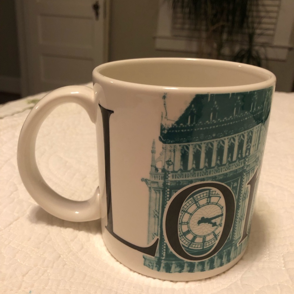 Starbucks London Mug with Green and Cream Design 2002 made in England